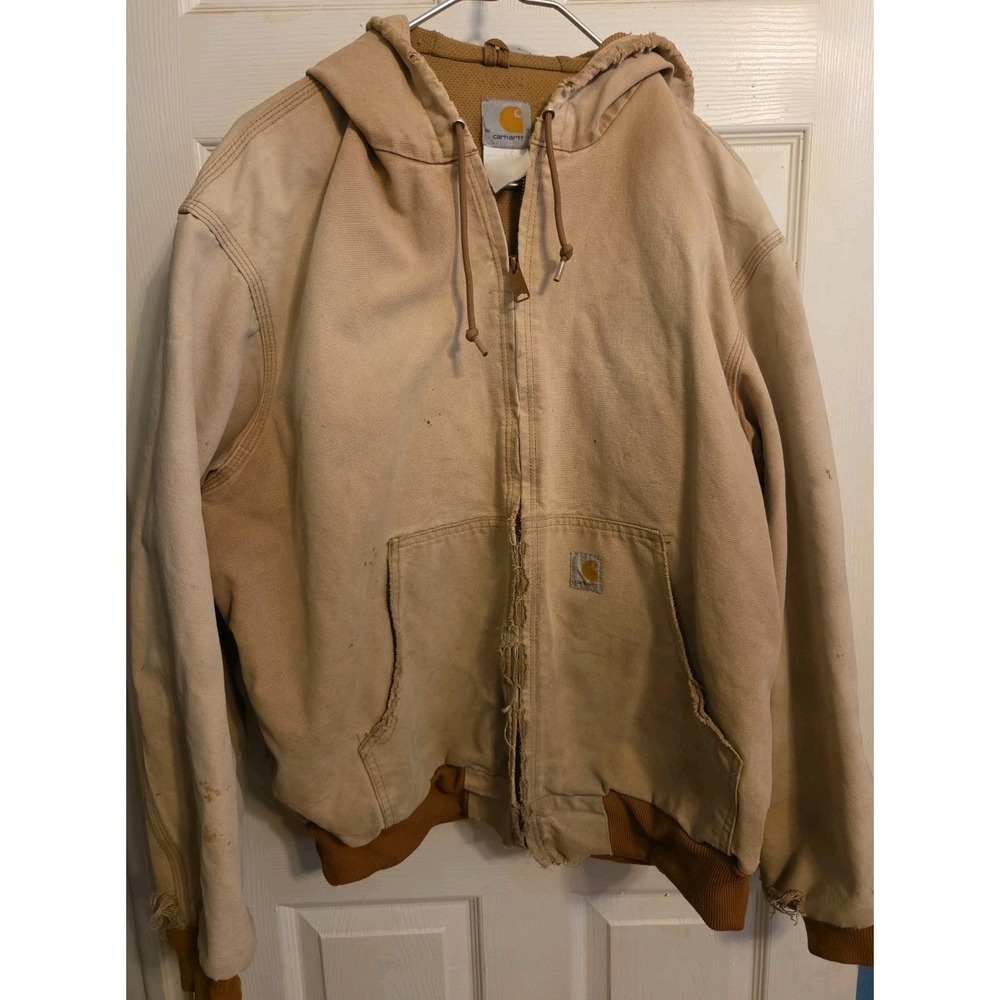 Vintage Carhartt Distressed Duck Canvas Active Jacket Tan Size XL